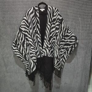 SOFT Zebra Stripe Shawl Wrap 62x52 Oversized Winter Warm Fringe 29Palm Boho Chic